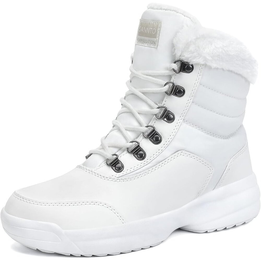 Women's Beige Winter Snow Boots Ladies Warm Fur Lined Ankle Outdoor Booties